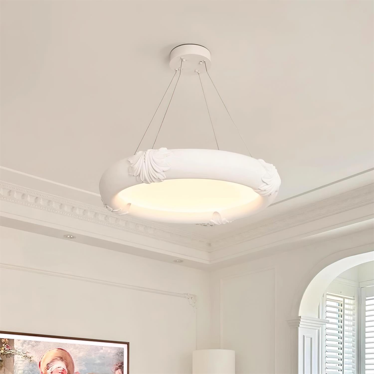 Marika Chandelier Plaster Circular Floral - Letslighting