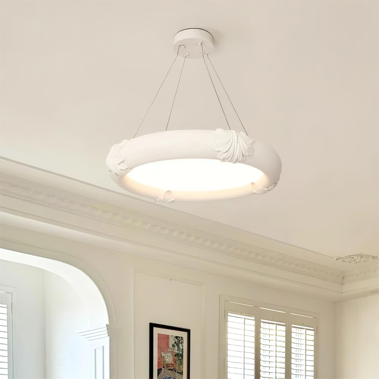 Marika Chandelier Plaster Circular Floral - Letslighting