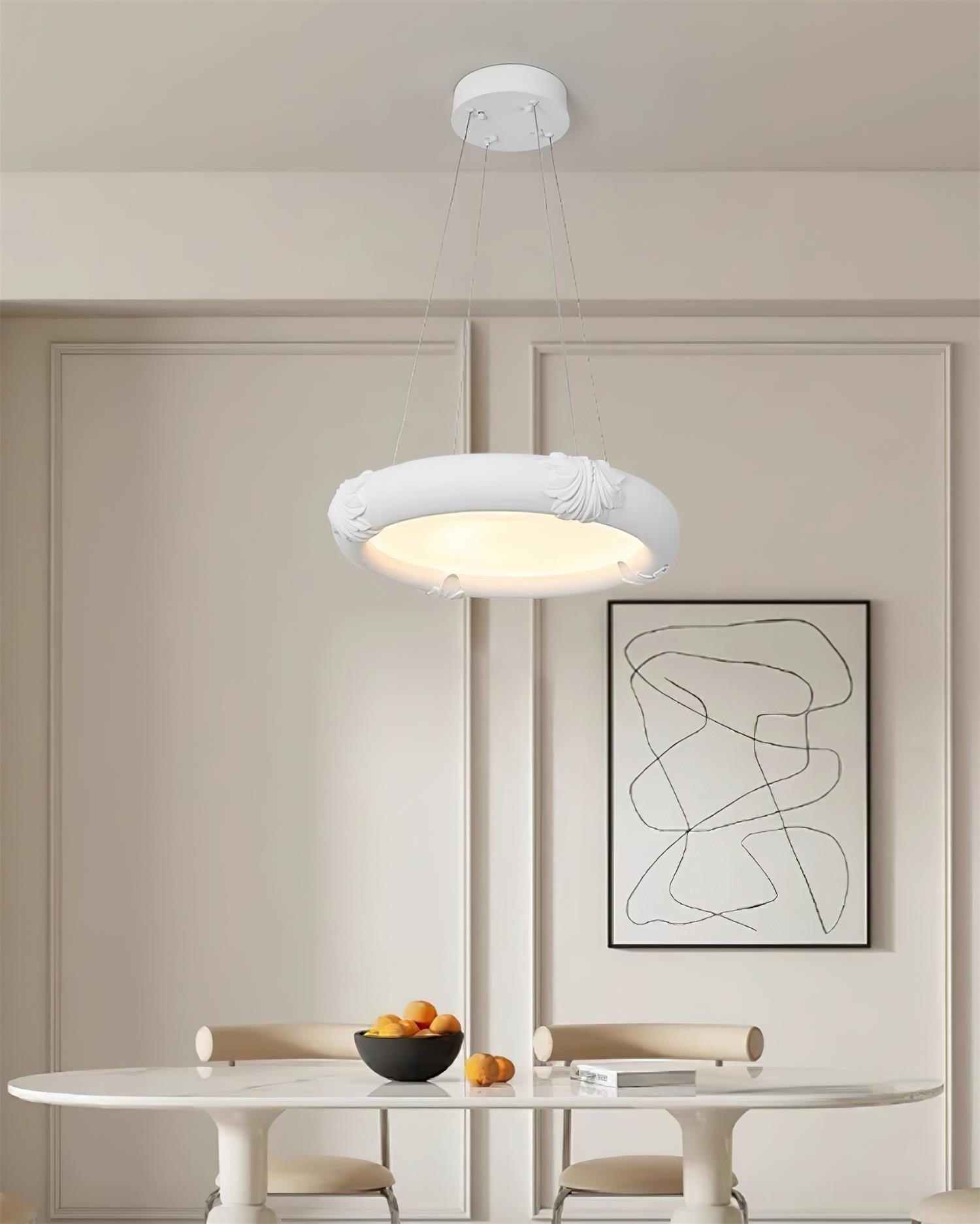 Marika Chandelier Plaster Circular Floral - Letslighting