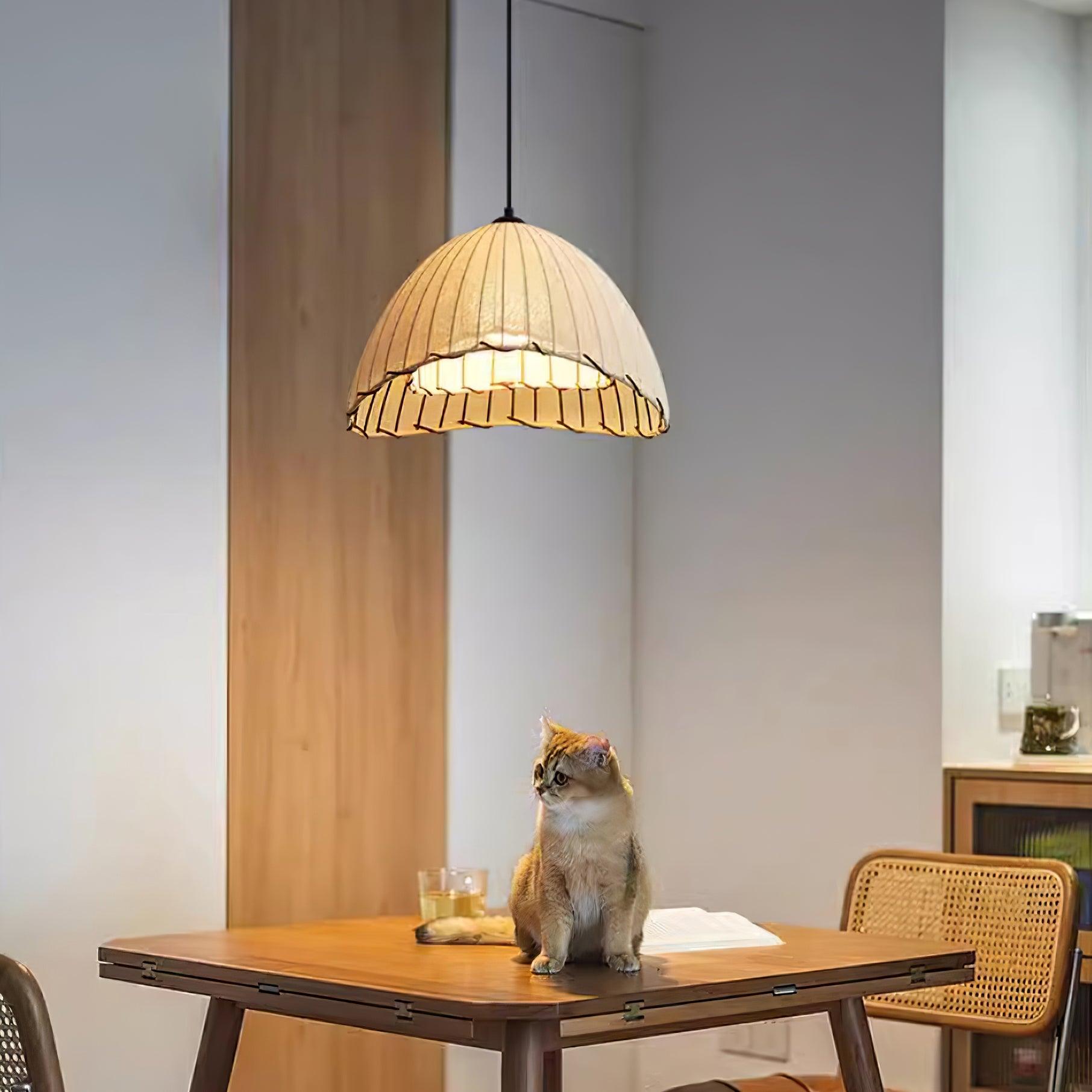 Eclipta Fabric Linen Pendant Light - Letslighting