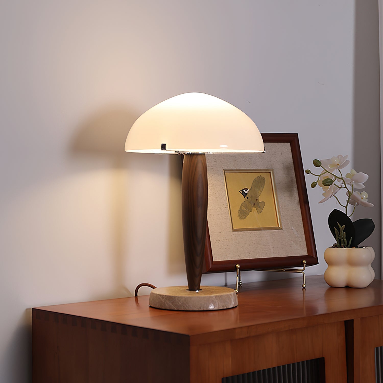 Marlo Modern Marble & Wood Table Lamp