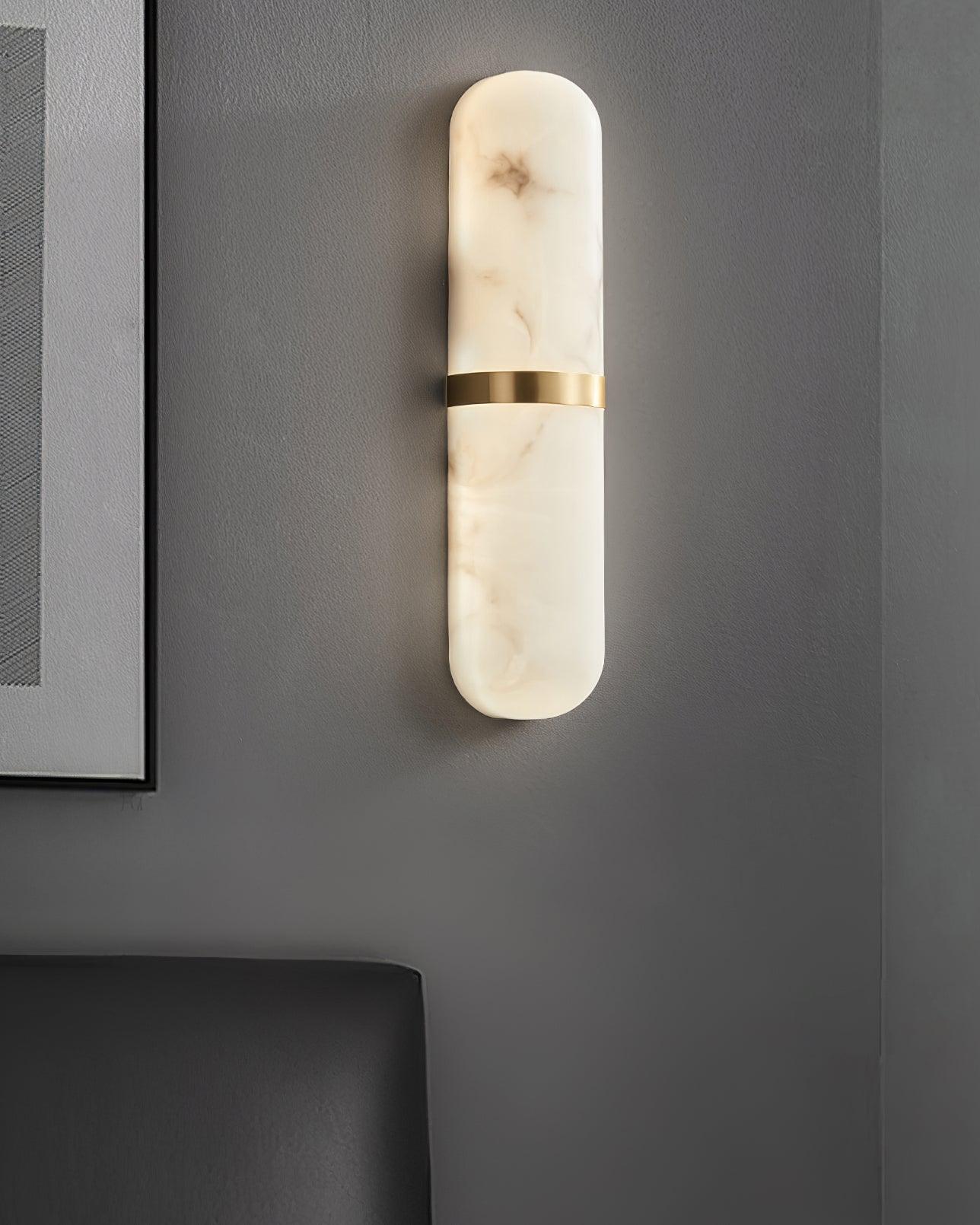Wall Lamp Alabaster Capsule Brass Band Soft Luxe Ambient Glow - Letslighting