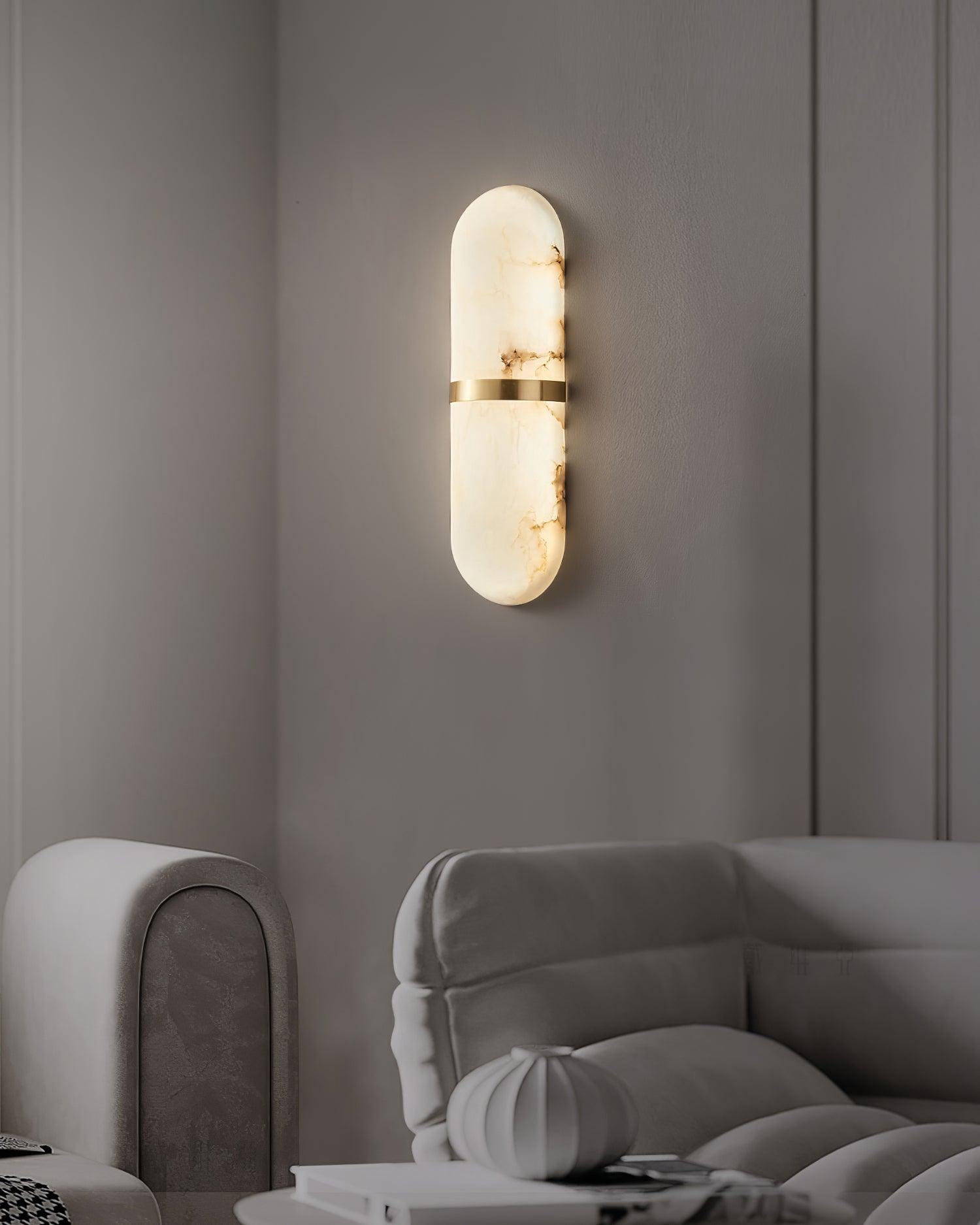 Wall Lamp Alabaster Capsule Brass Band Soft Luxe Ambient Glow - Letslighting