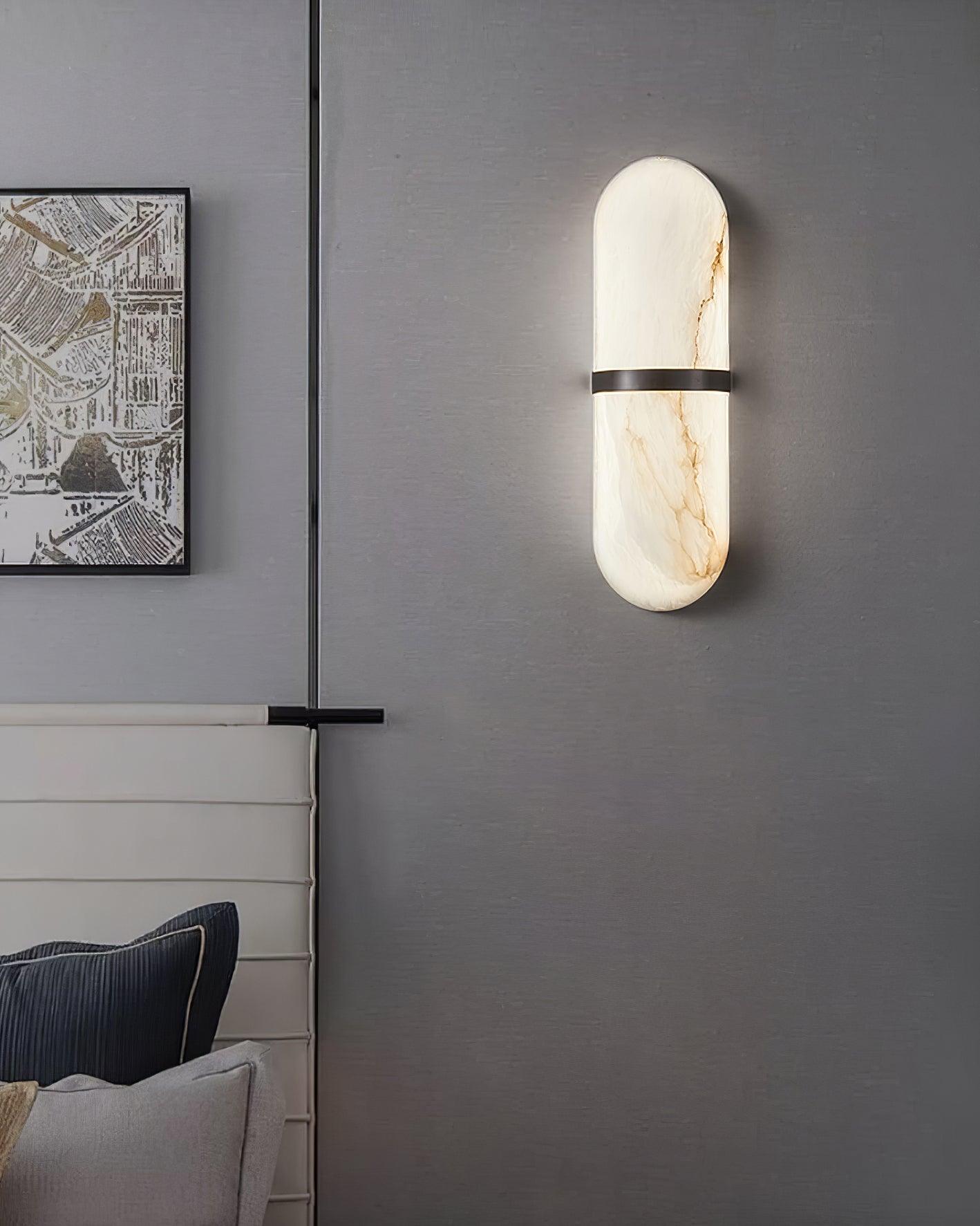 Wall Lamp Alabaster Capsule Brass Band Soft Luxe Ambient Glow - Letslighting