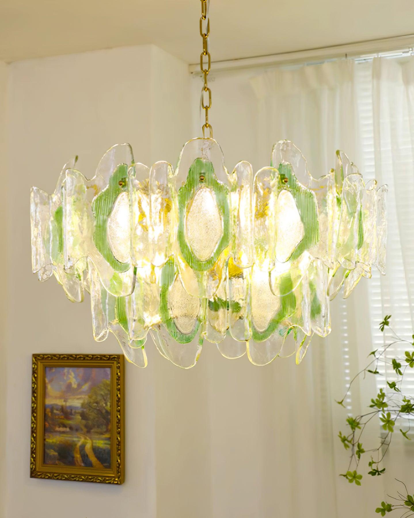 Marrina Chandelier Amber Wave Glass Vintage - Letslighting