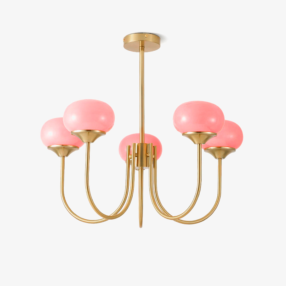 Lustra Chandelier Pink Glass Globe Gold - Letslighting
