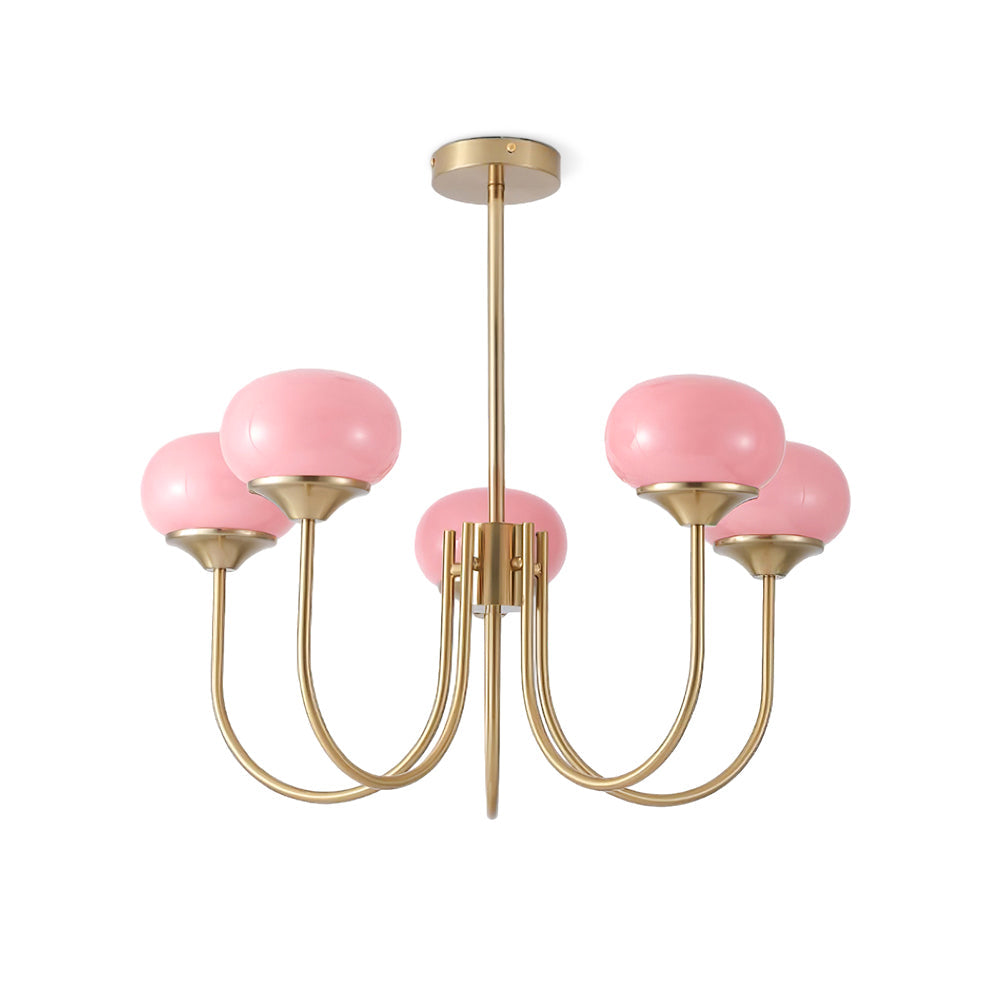 Lustra Chandelier Pink Glass Globe Gold - Letslighting