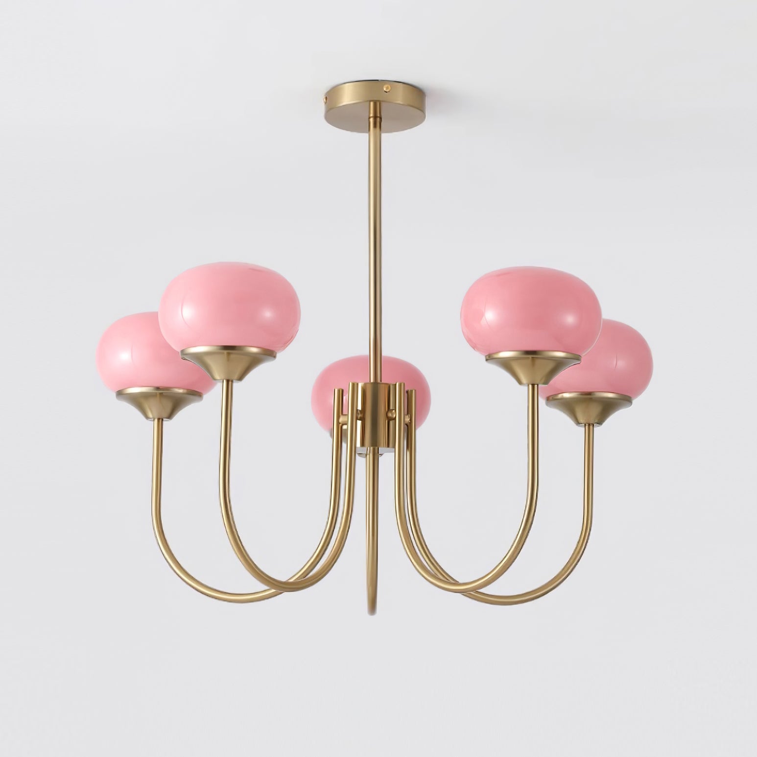Lustra Chandelier Pink Glass Globe Gold - Letslighting
