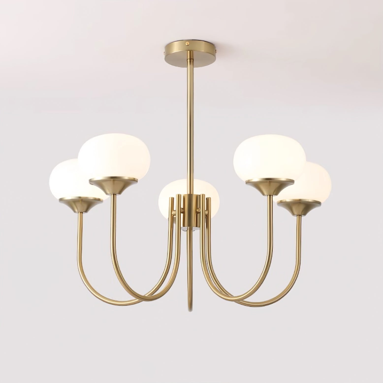 Lustra Chandelier Pink Glass Globe Gold - Letslighting