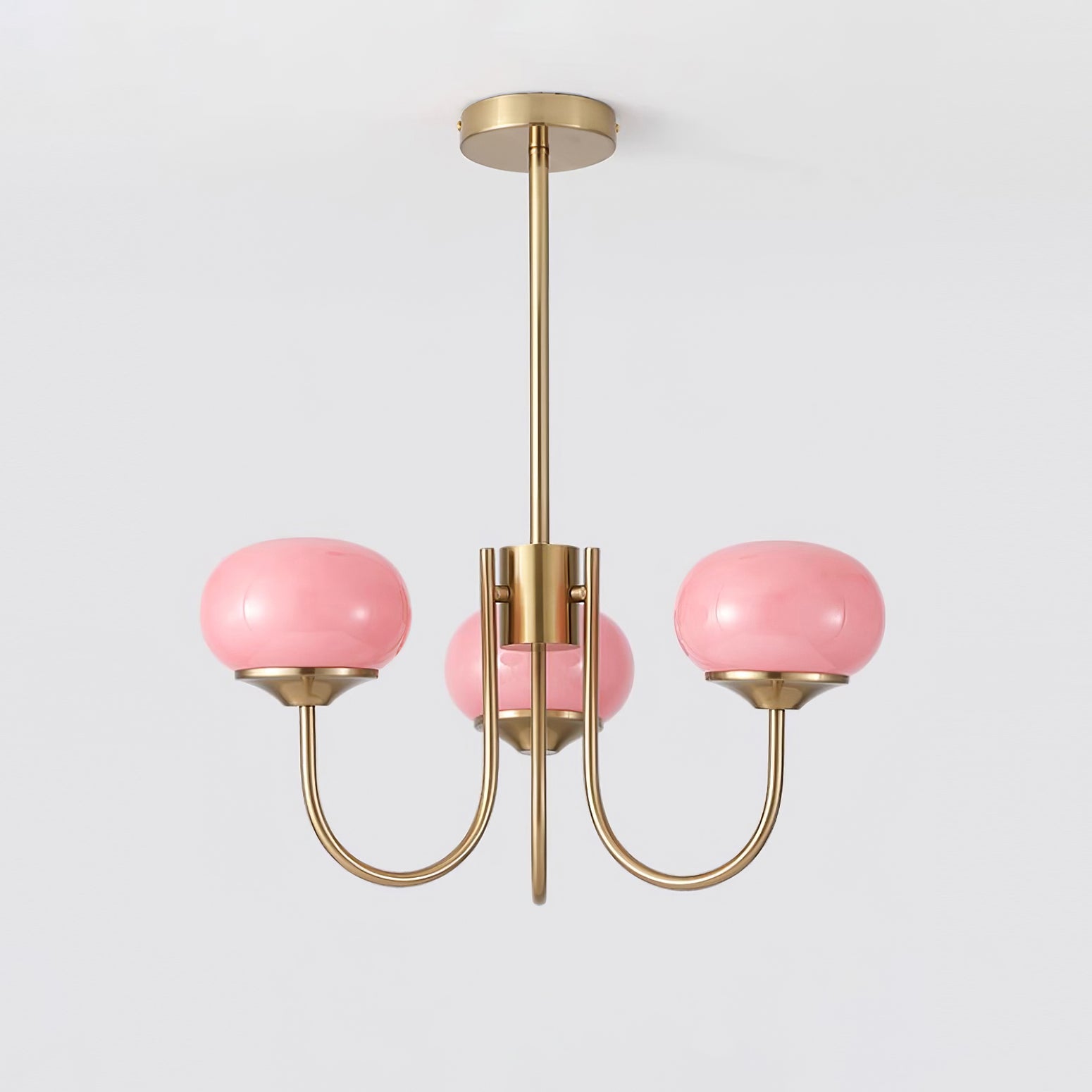 Lustra Chandelier Pink Glass Globe Gold - Letslighting