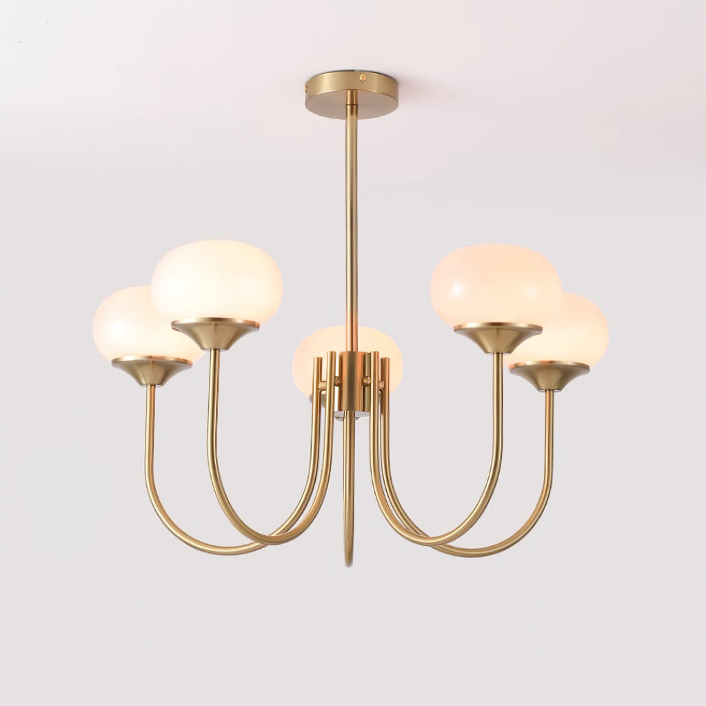 Lustra Chandelier Pink Glass Globe Gold - Letslighting
