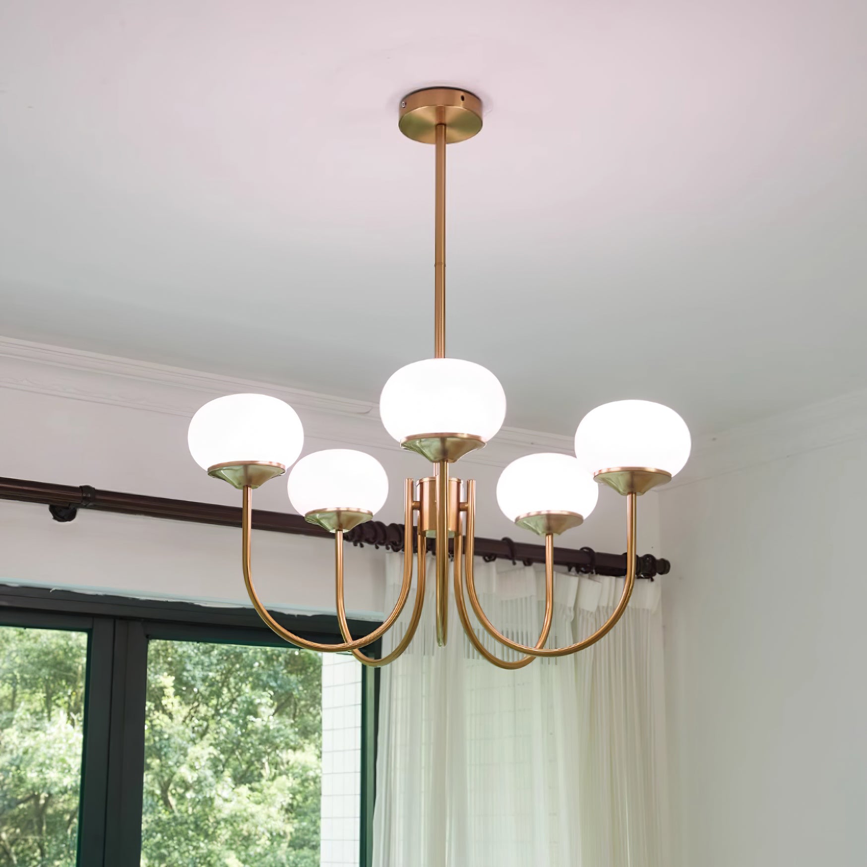 Lustra Chandelier Pink Glass Globe Gold - Letslighting
