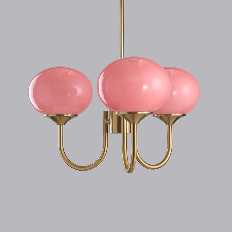 Lustra Chandelier Pink Glass Globe Gold - Letslighting