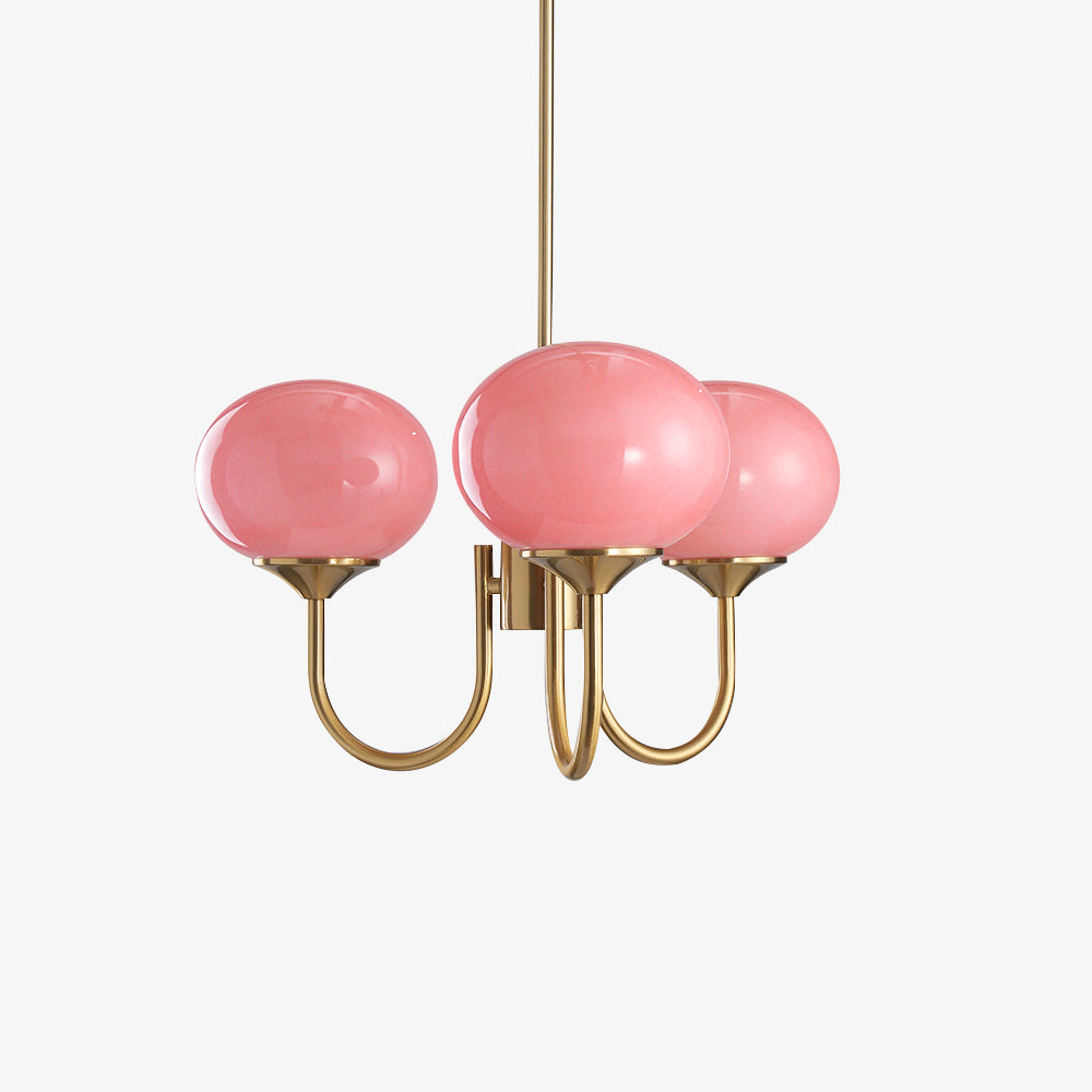 Lustra Chandelier Pink Glass Globe Gold - Letslighting