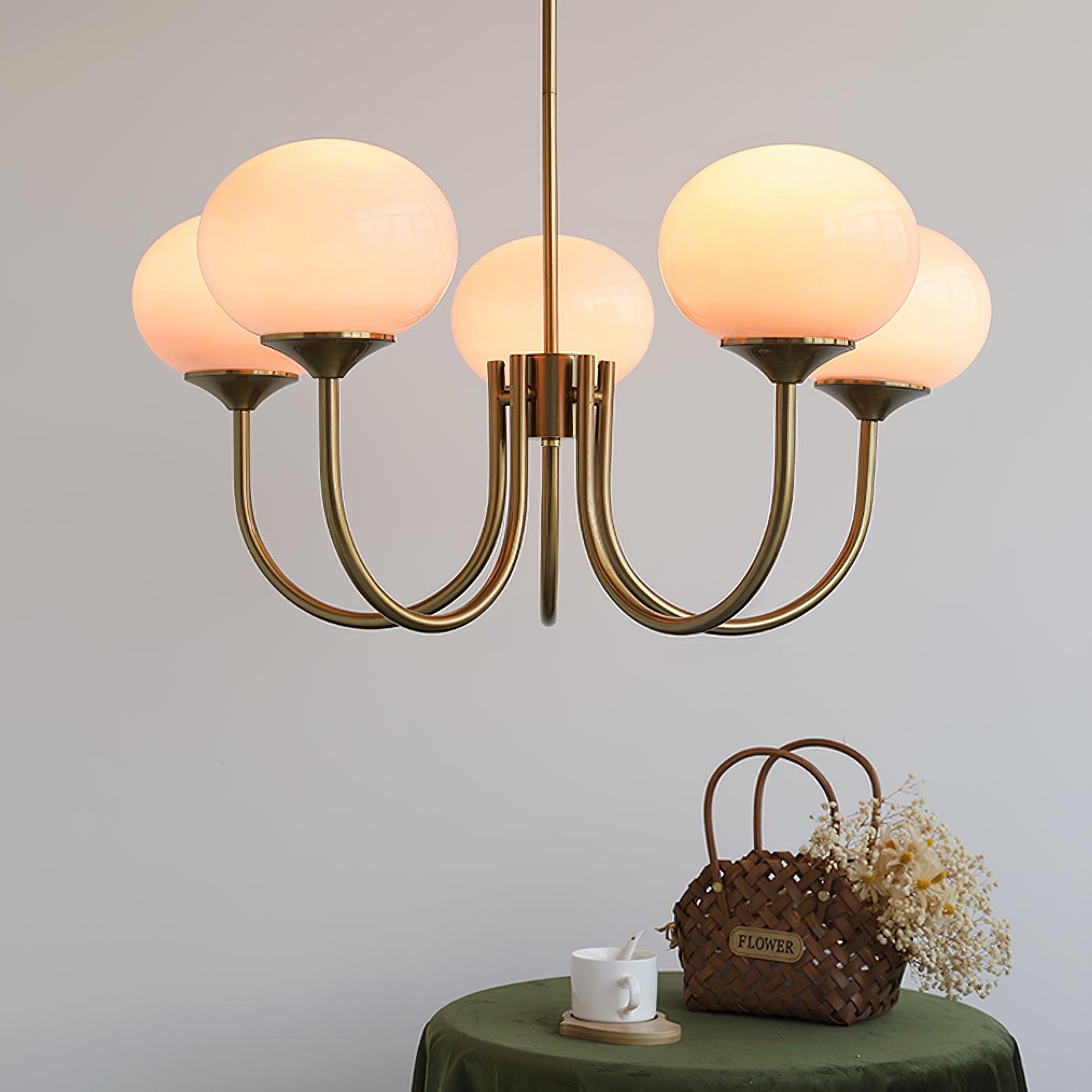 Lustra Chandelier Pink Glass Globe Gold - Letslighting