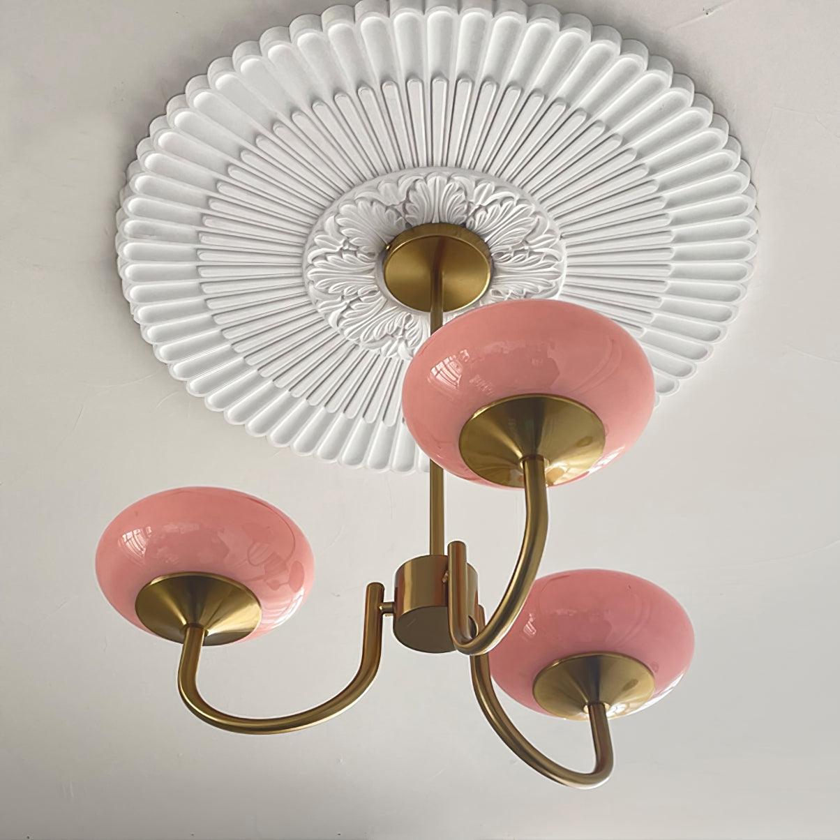 Lustra Chandelier Pink Glass Globe Gold - Letslighting
