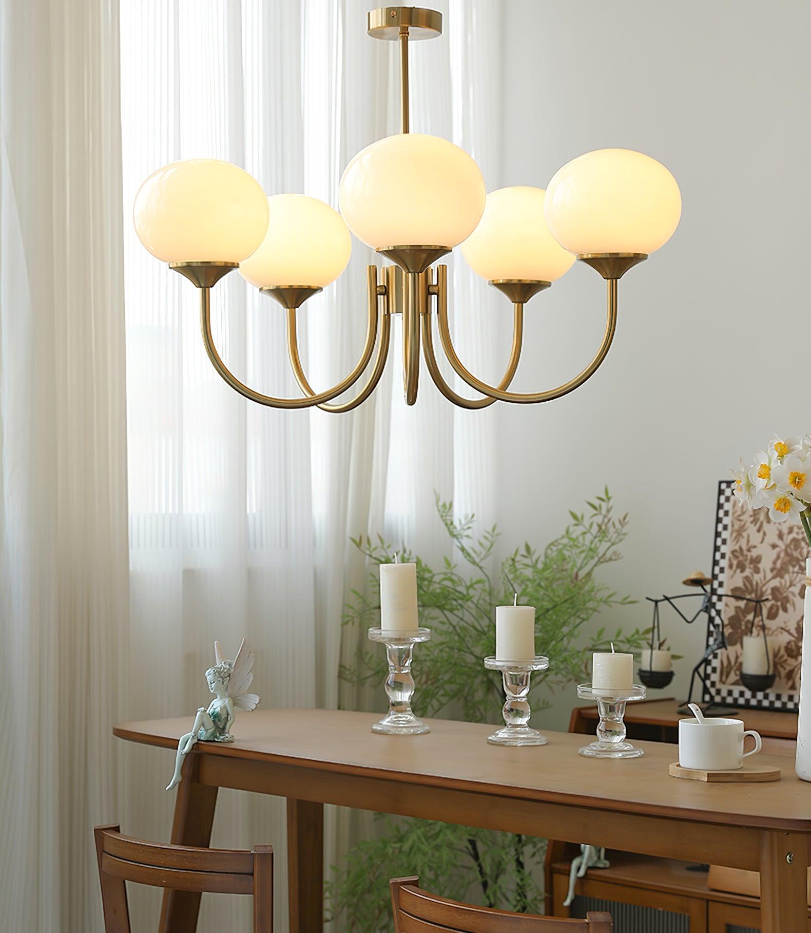Lustra Chandelier Pink Glass Globe Gold - Letslighting