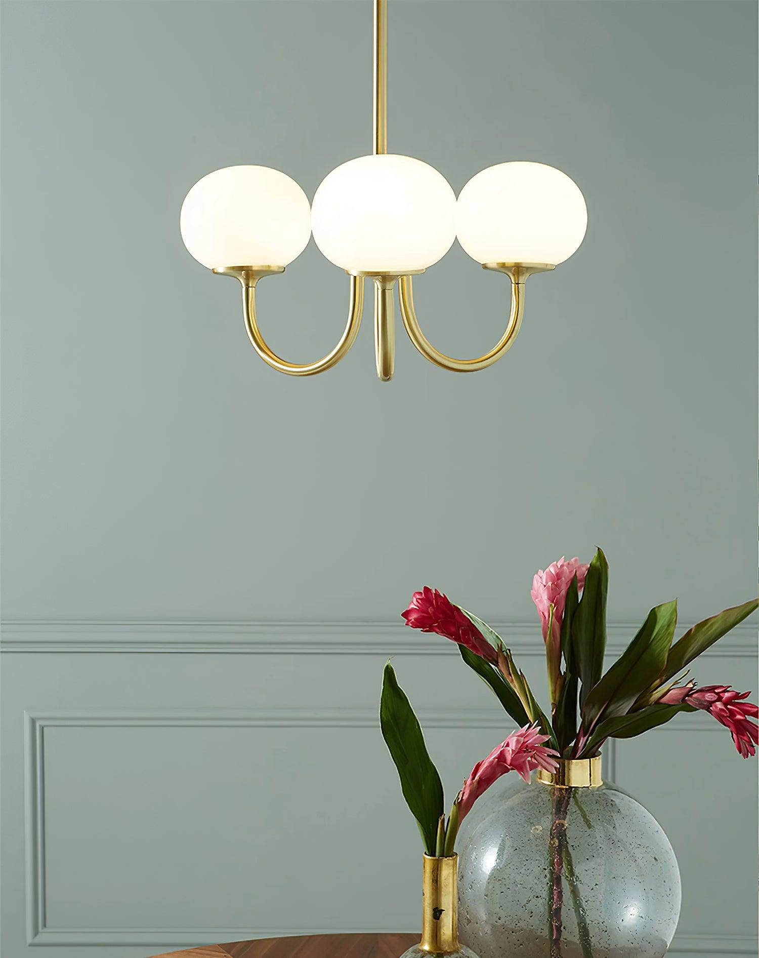 Lustra Chandelier Pink Glass Globe Gold - Letslighting