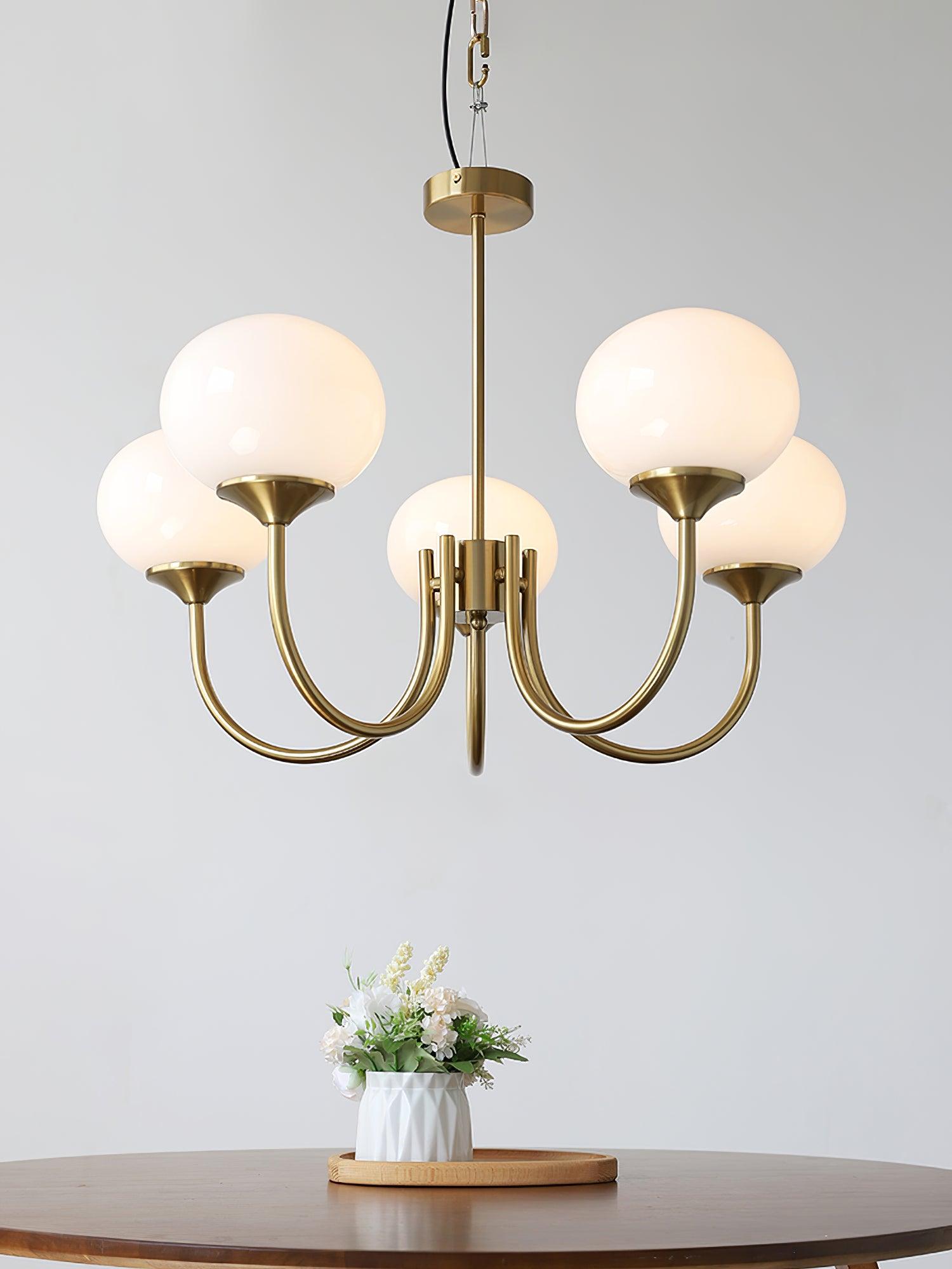 Lustra Chandelier Pink Glass Globe Gold - Letslighting