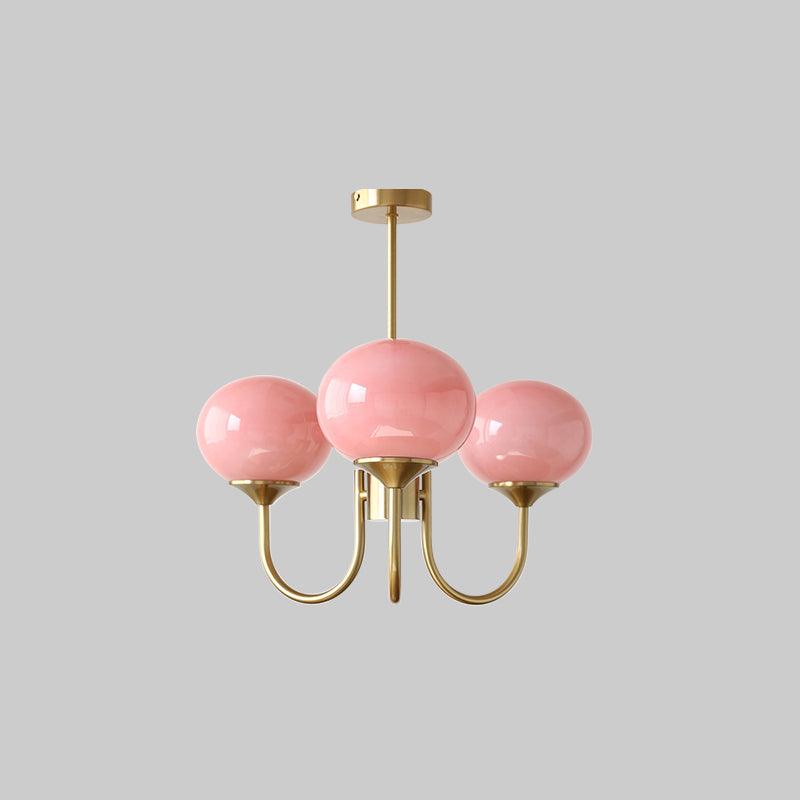 Lustra Chandelier Pink Glass Globe Gold - Letslighting