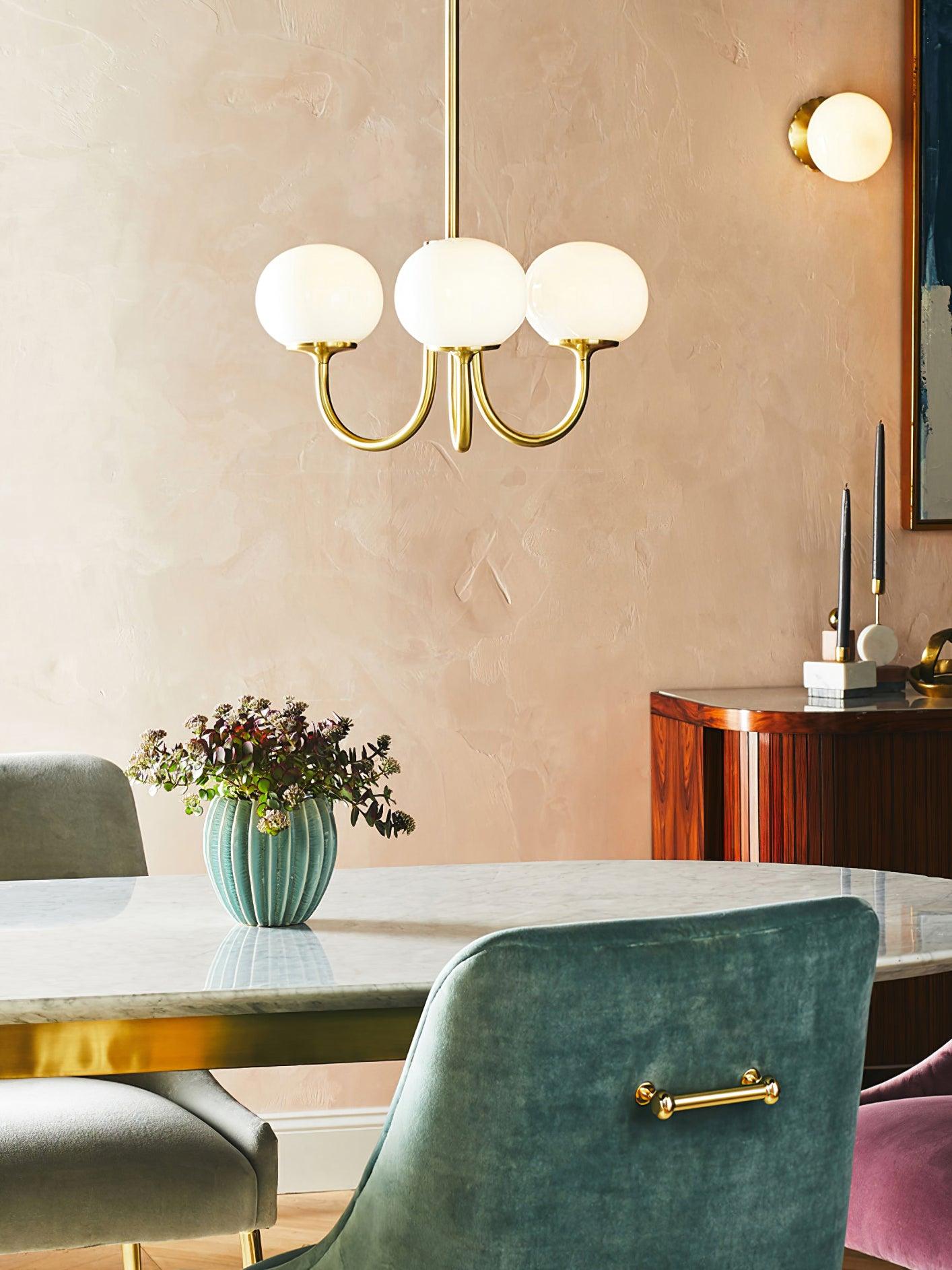 Lustra Chandelier Pink Glass Globe Gold - Letslighting
