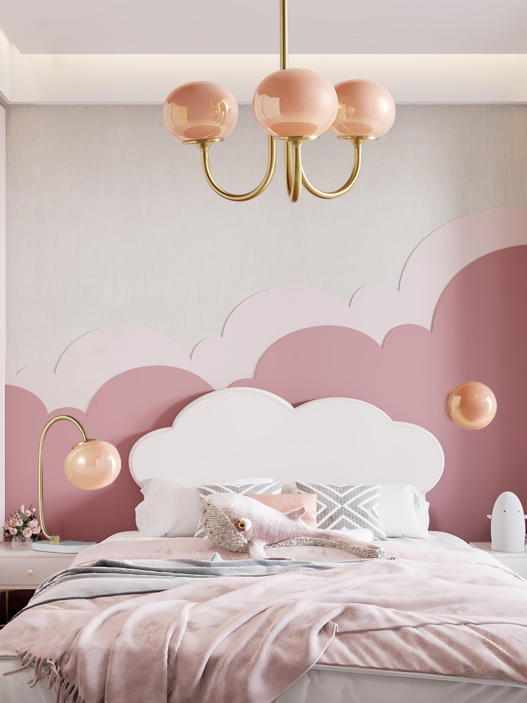 Lustra Chandelier Pink Glass Globe Gold - Letslighting
