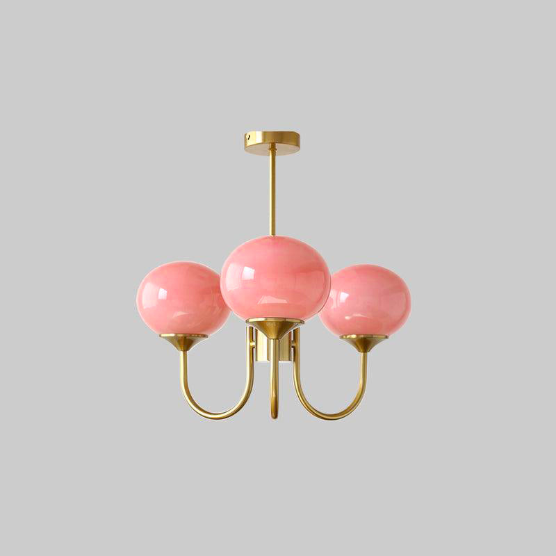 Lustra Chandelier Pink Glass Globe Gold - Letslighting
