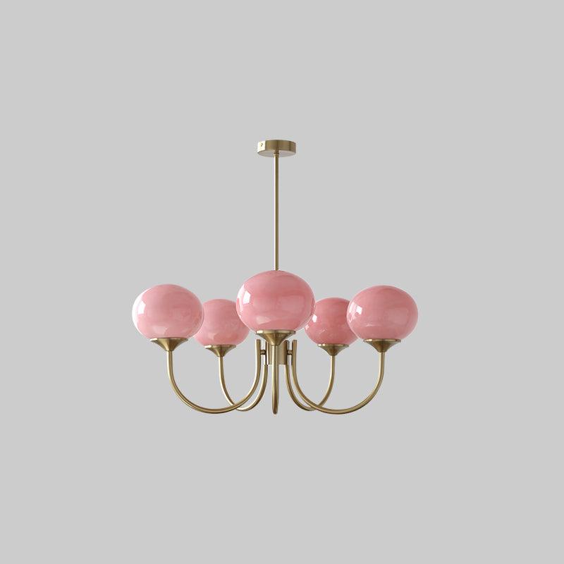 Lustra Chandelier Pink Glass Globe Gold - Letslighting