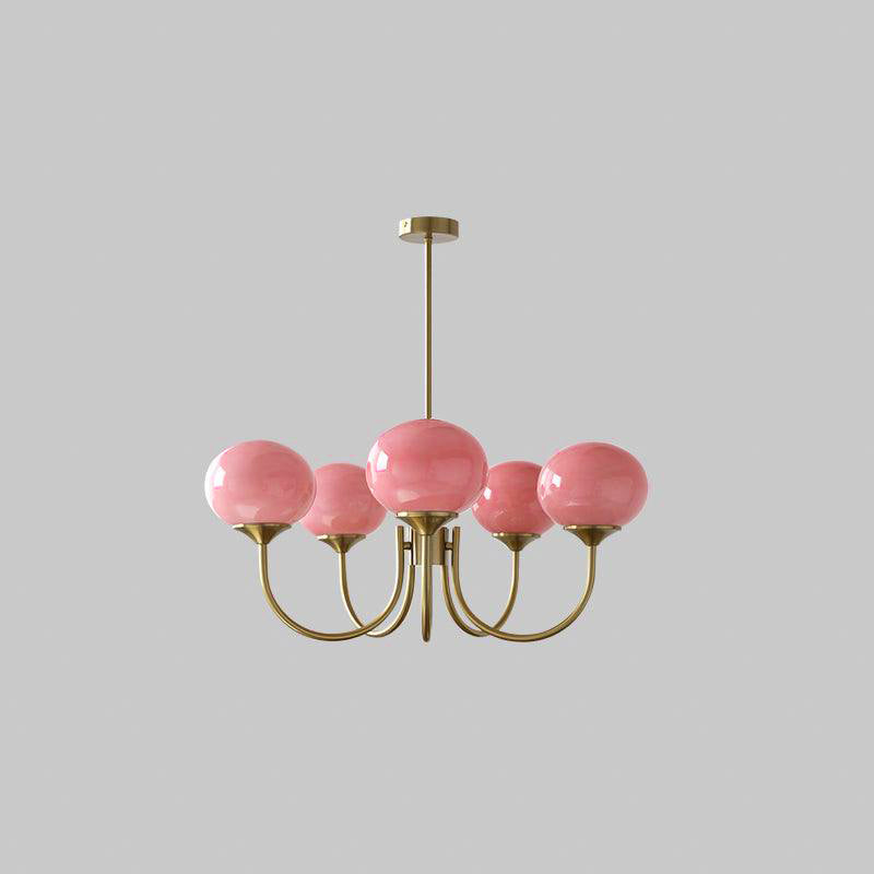 Lustra Chandelier Pink Glass Globe Gold - Letslighting
