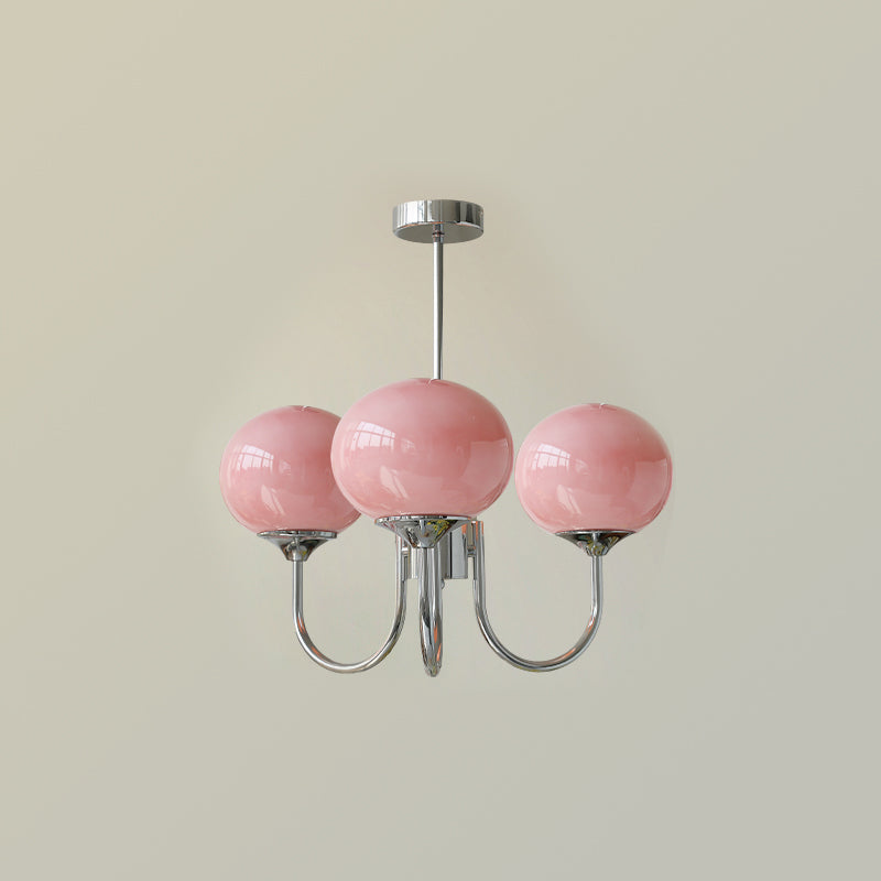 Lustra Chandelier Pink Glass Globe Gold - Letslighting