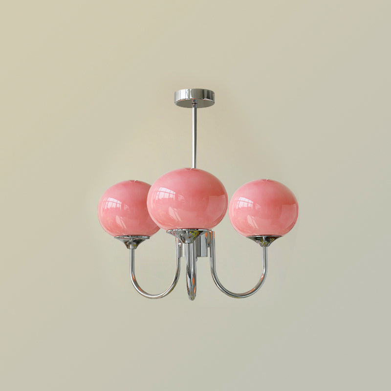 Lustra Chandelier Pink Glass Globe Gold - Letslighting