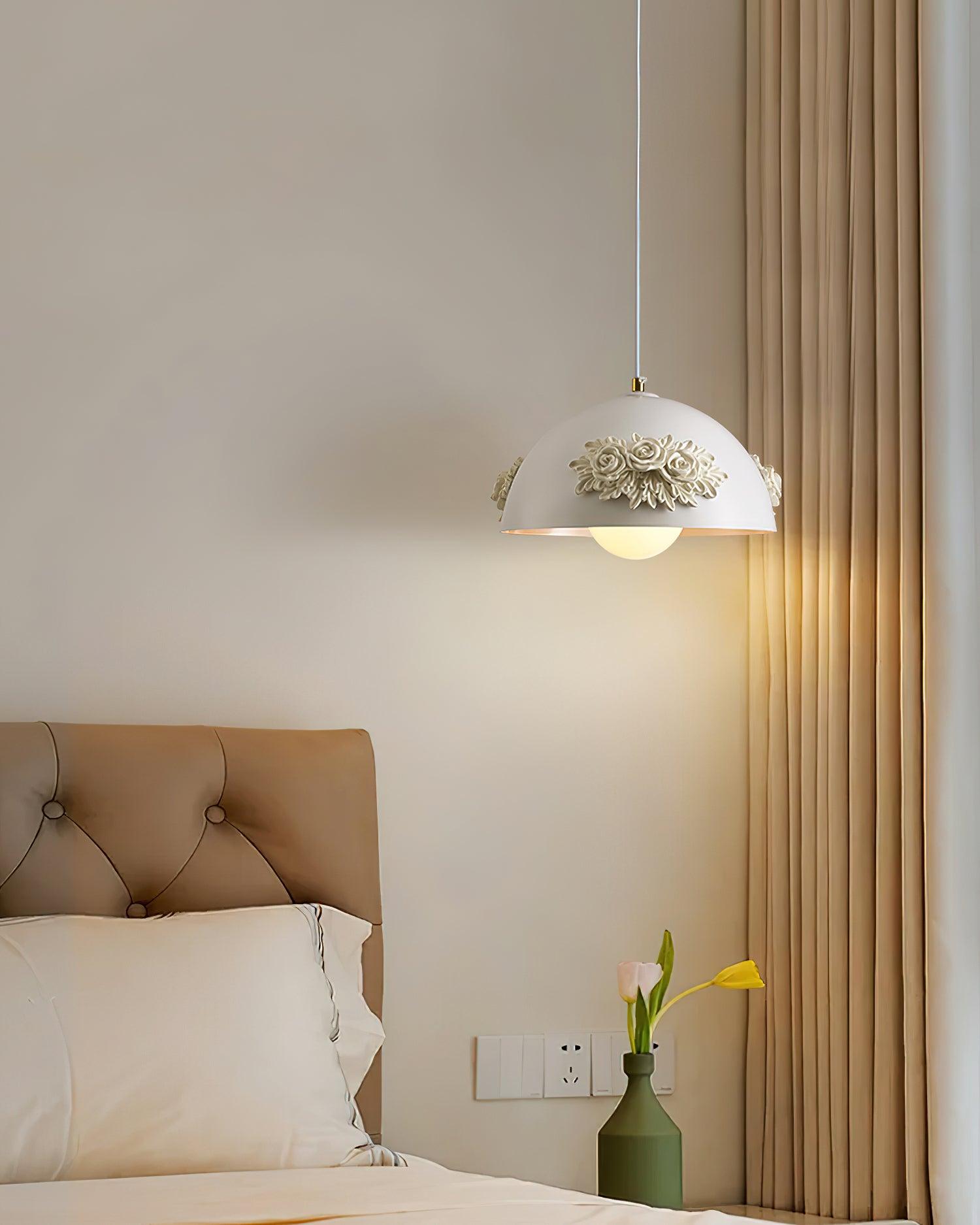 Masiero Pendant Lamp Rose-Embellished Dome - Letslighting