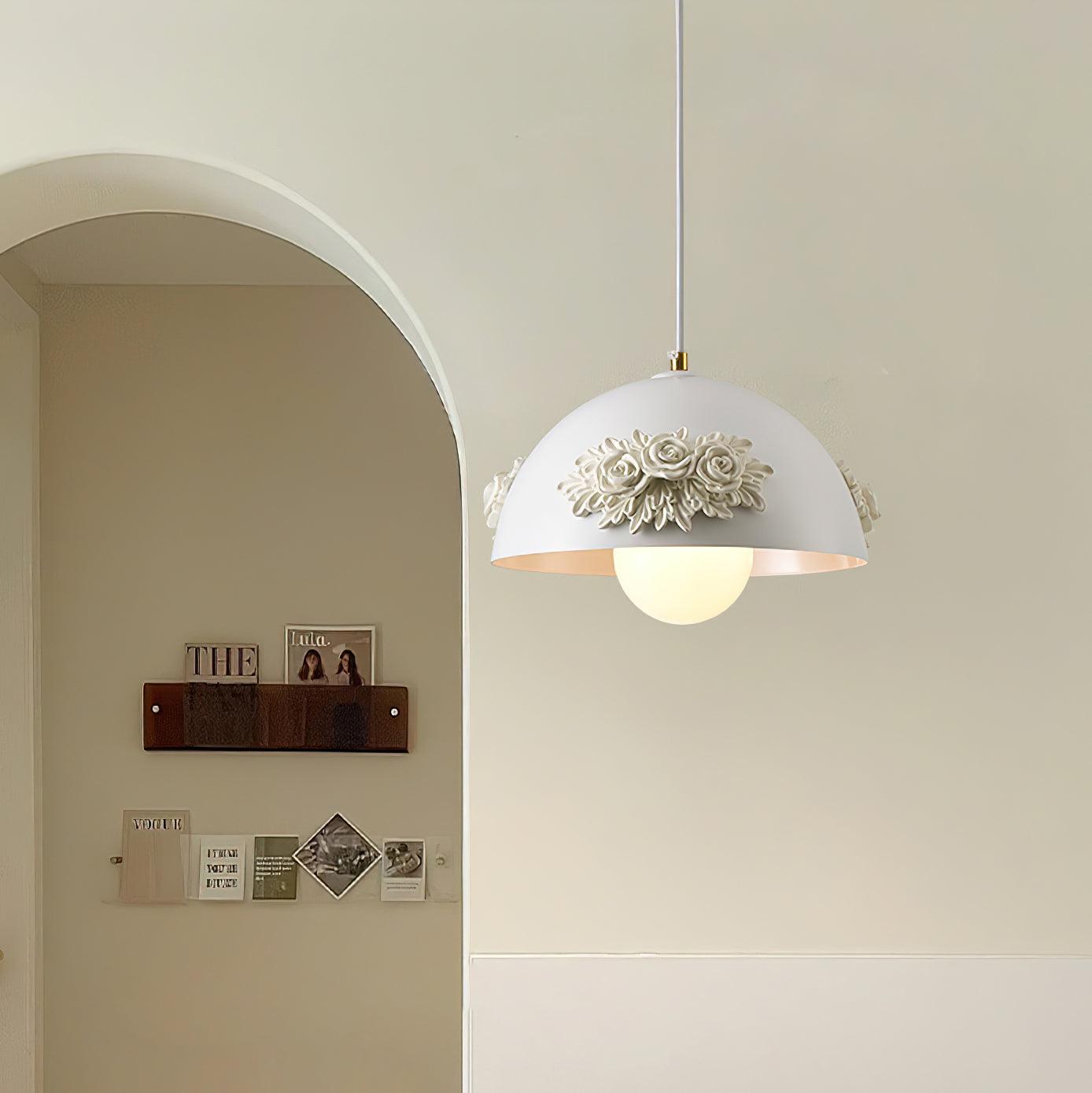 Masiero Pendant Lamp Rose-Embellished Dome - Letslighting