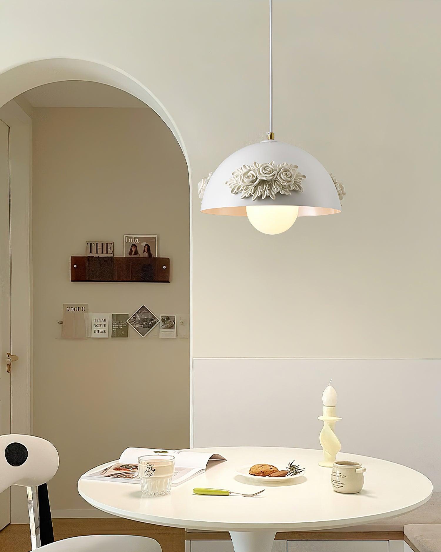 Masiero Pendant Lamp Rose-Embellished Dome - Letslighting