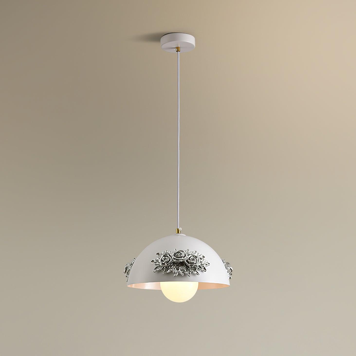 Masiero Pendant Lamp Rose-Embellished Dome - Letslighting