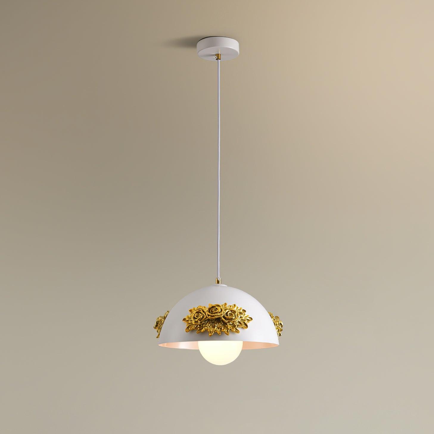 Masiero Pendant Lamp Rose-Embellished Dome - Letslighting