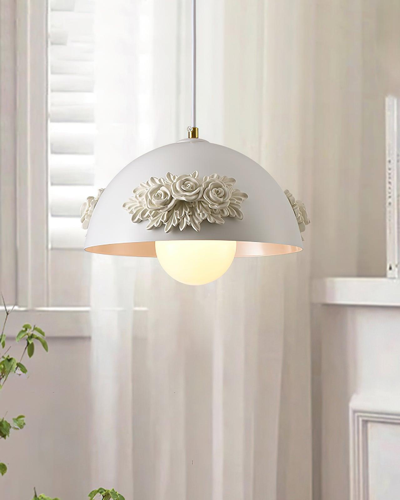 Masiero Pendant Lamp Rose-Embellished Dome - Letslighting