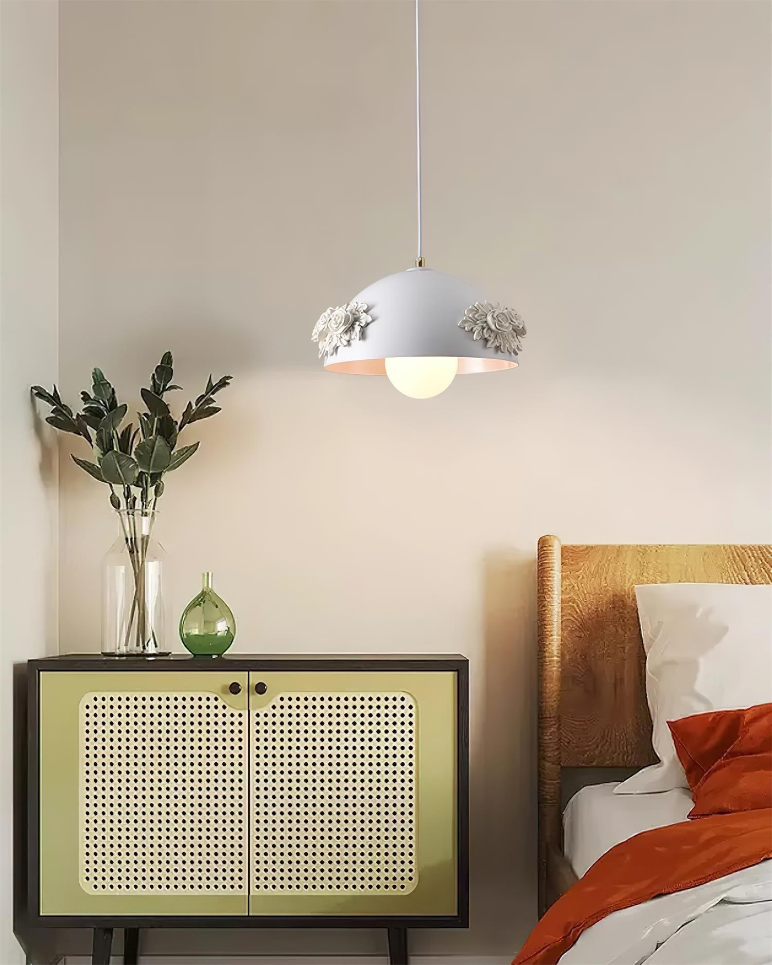 Masiero Pendant Lamp Rose-Embellished Dome - Letslighting