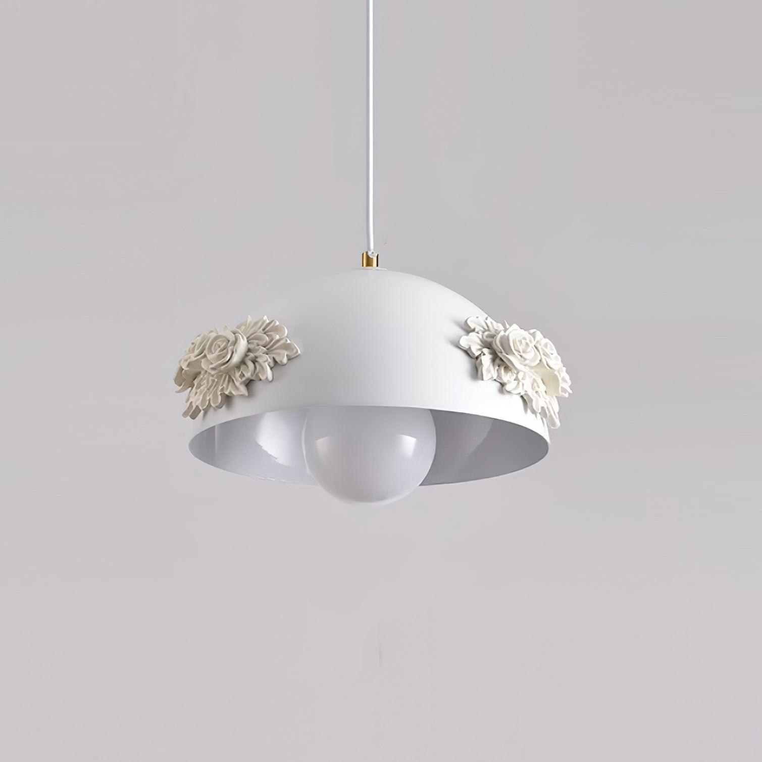 Masiero Pendant Lamp Rose-Embellished Dome - Letslighting