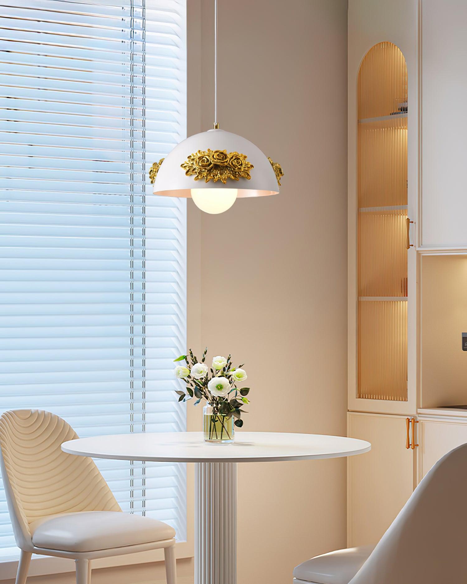 Masiero Pendant Lamp Rose-Embellished Dome - Letslighting