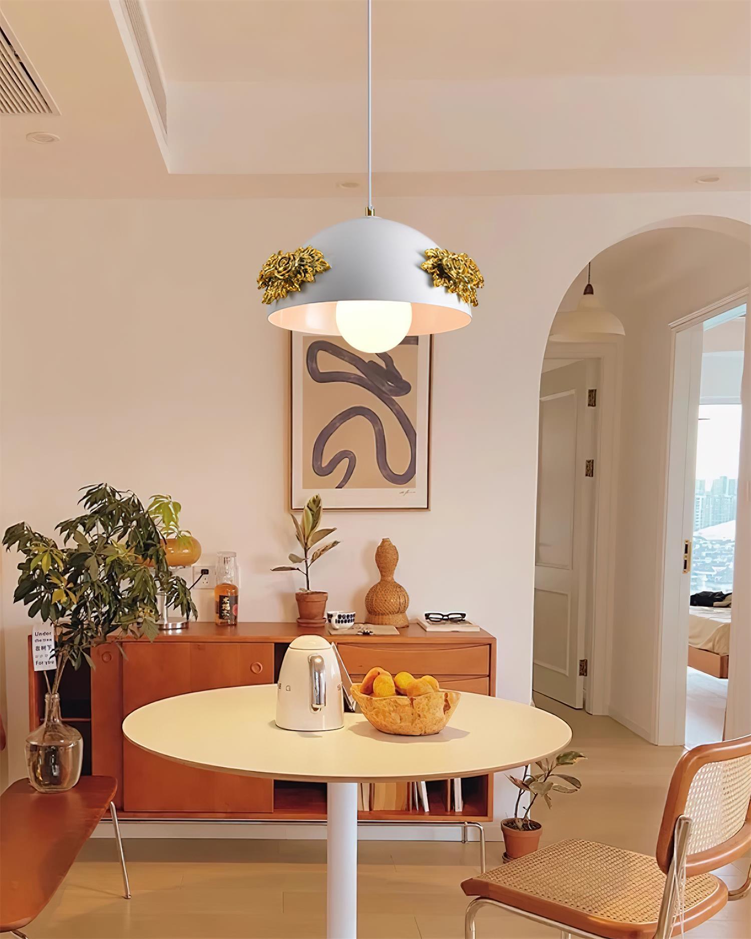 Masiero Pendant Lamp Rose-Embellished Dome - Letslighting