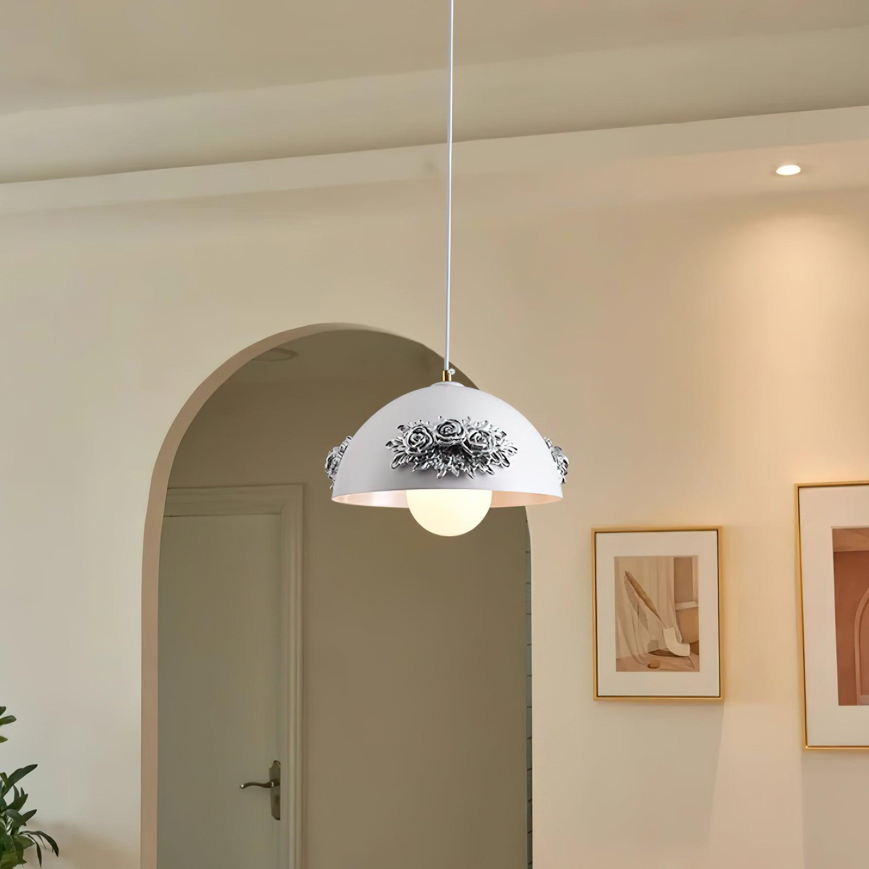 Masiero Pendant Lamp Rose-Embellished Dome - Letslighting