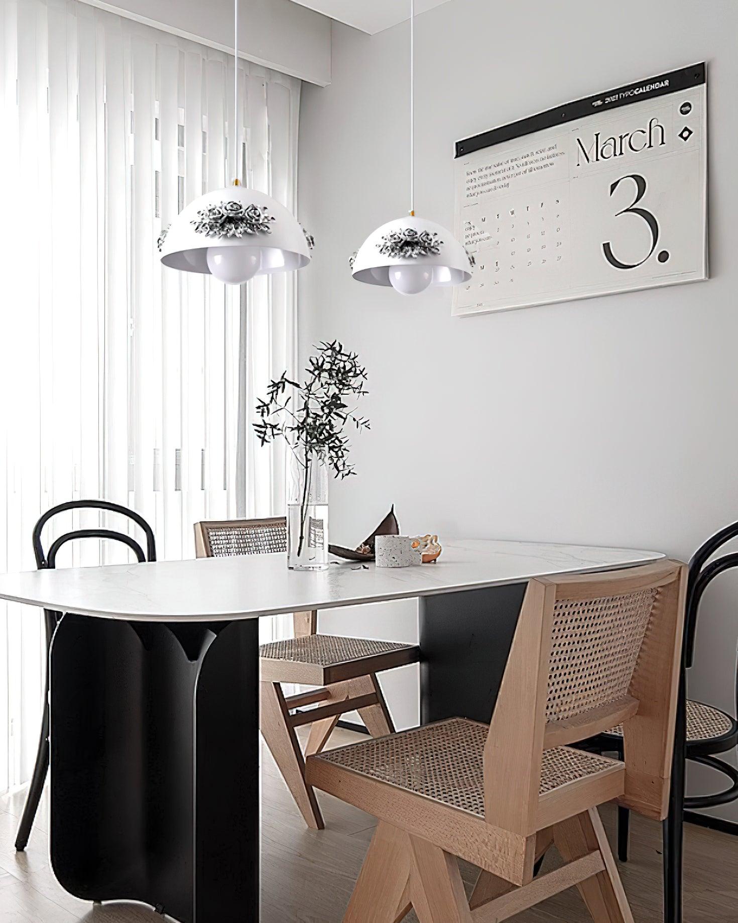 Masiero Pendant Lamp Rose-Embellished Dome - Letslighting