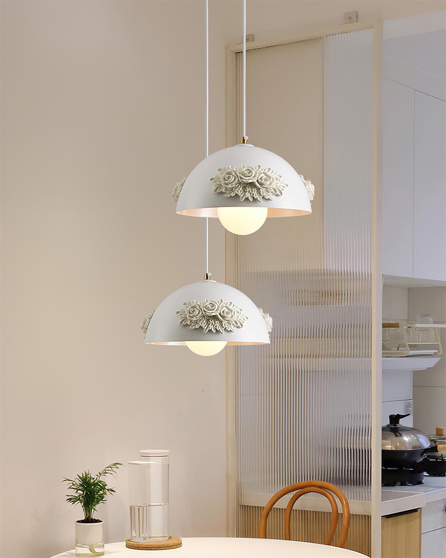 Masiero Pendant Lamp Rose-Embellished Dome - Letslighting