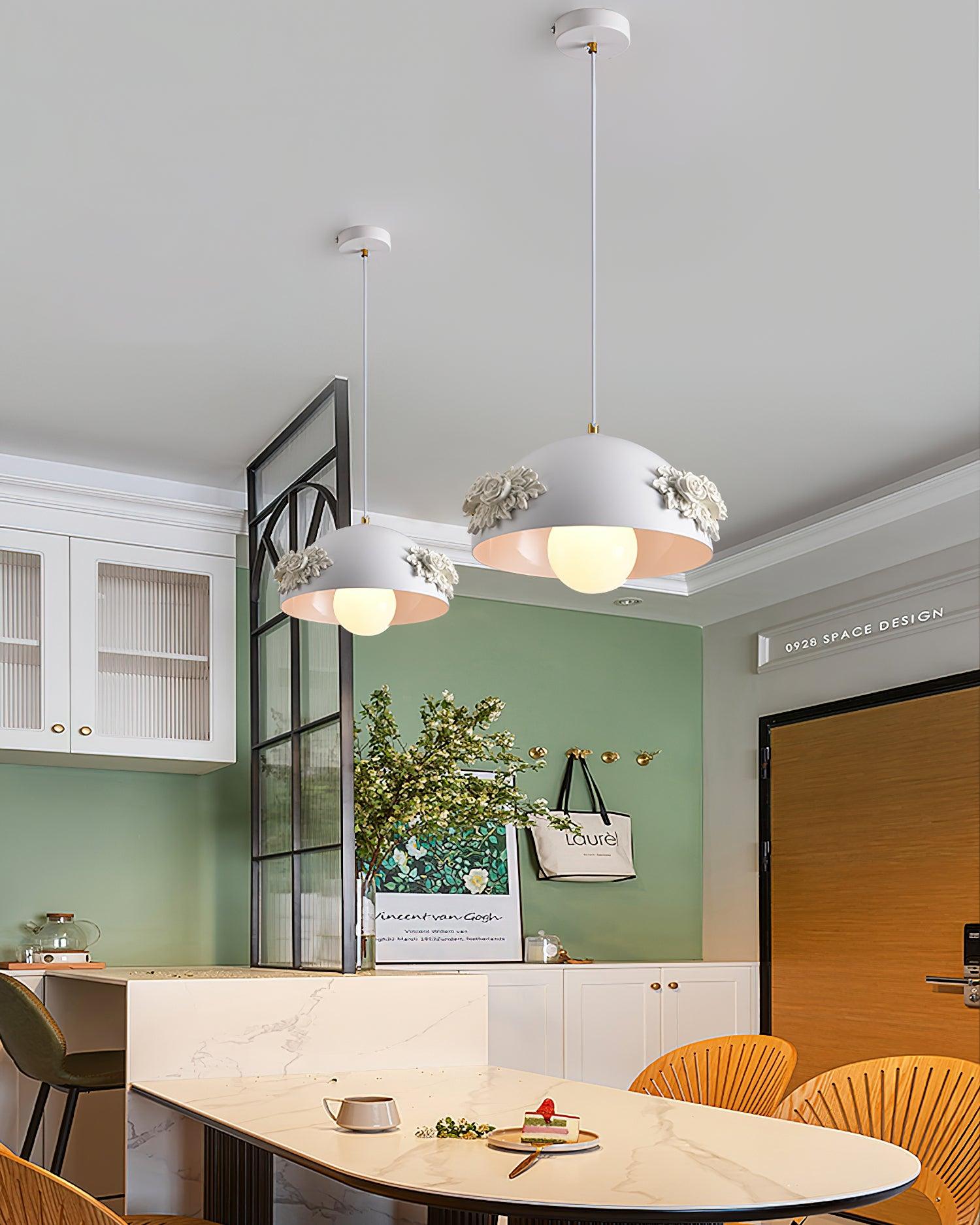 Masiero Pendant Lamp Rose-Embellished Dome - Letslighting