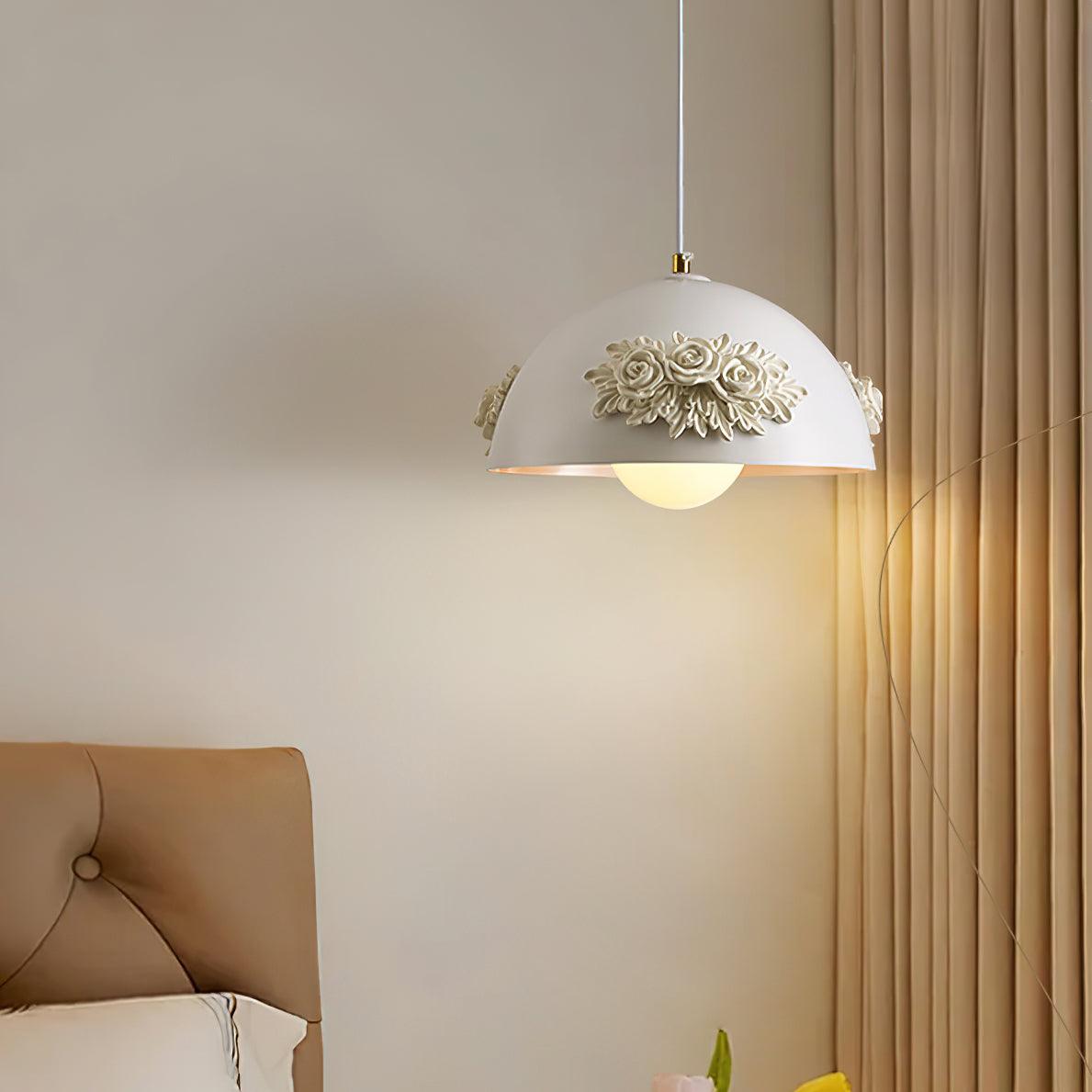 Masiero Pendant Lamp Rose-Embellished Dome - Letslighting