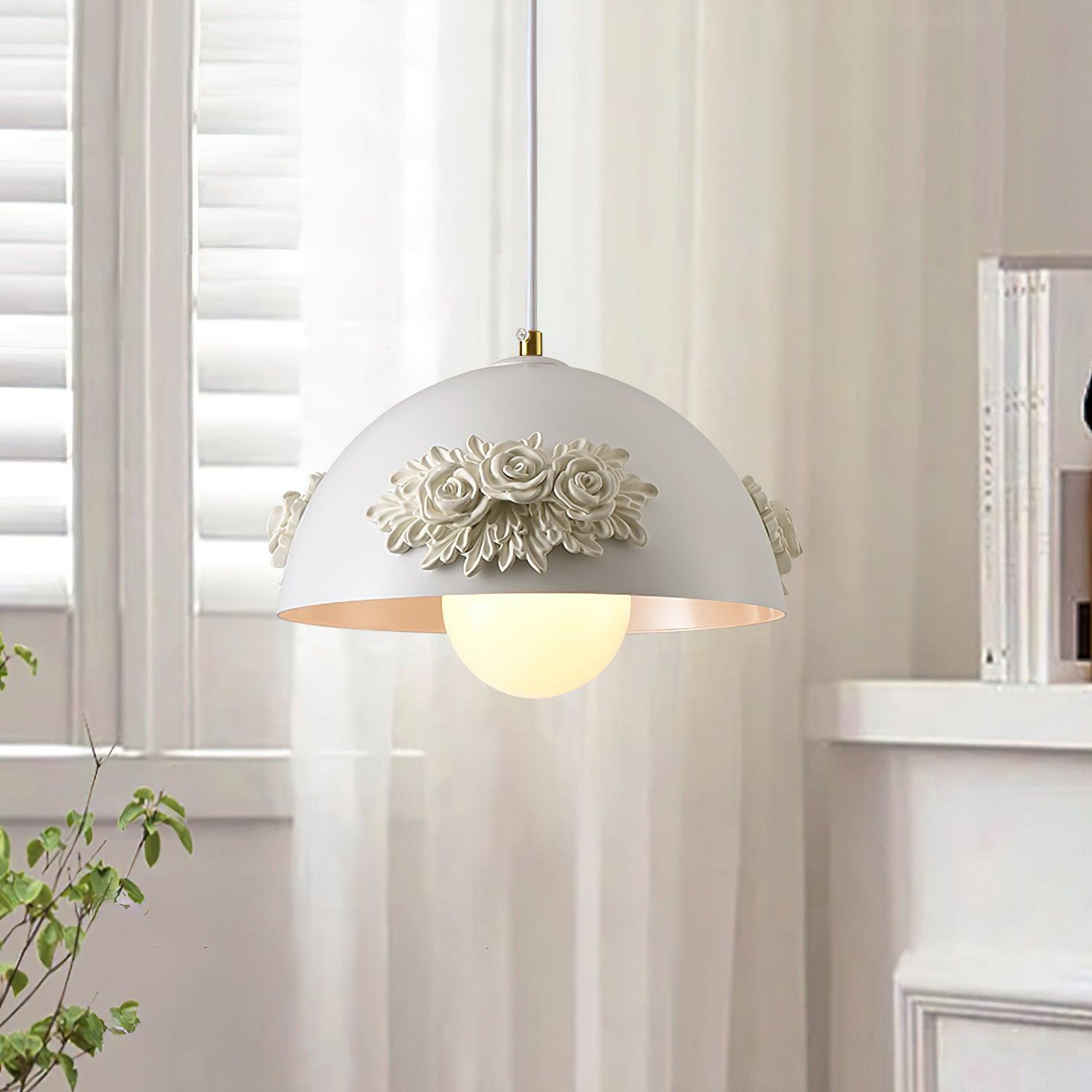 Masiero Pendant Lamp Rose-Embellished Dome - Letslighting