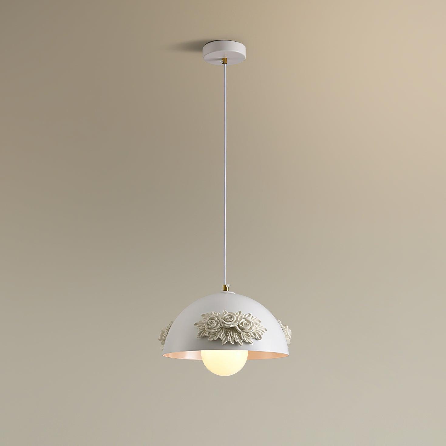 Masiero Pendant Lamp Rose-Embellished Dome - Letslighting