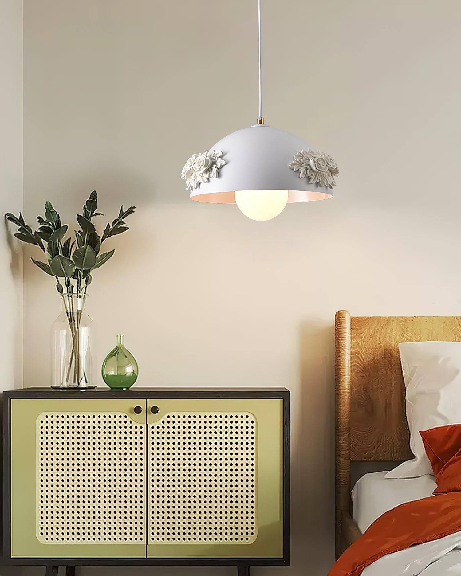 Masiero Pendant Lamp Rose-Embellished Dome - Letslighting