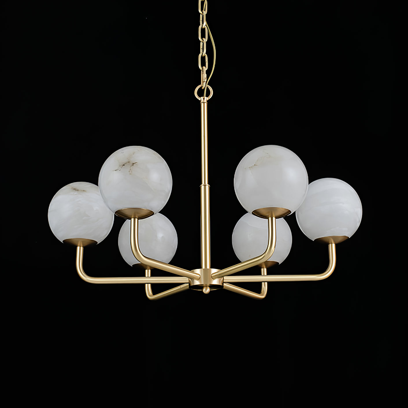 Erich Chandelier Alabaster Globe Elegance - Letslighting